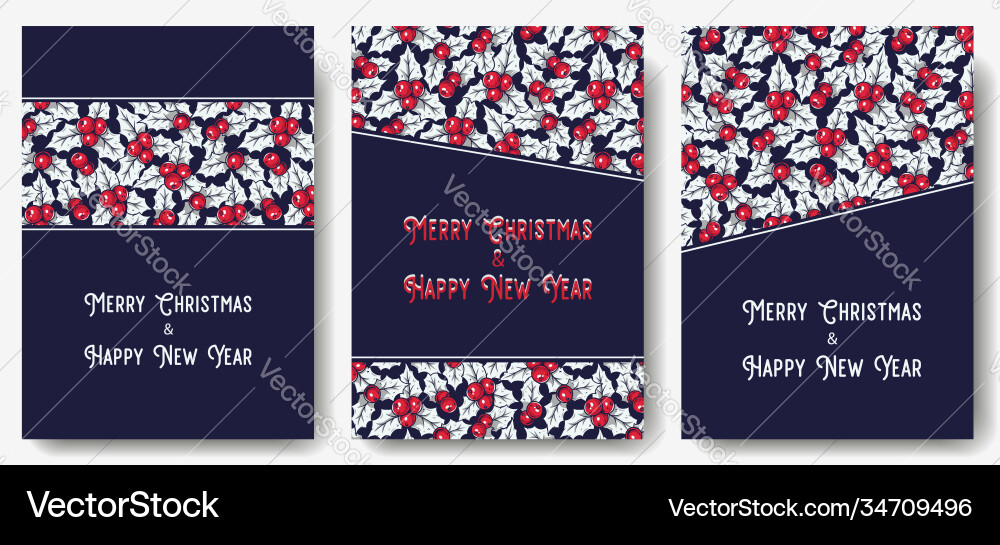 Postkarte Weihnachten holly für neues Jahr Urlaub Postkarte Weihnachten holly für neues Jahr Urlaub vektorbild