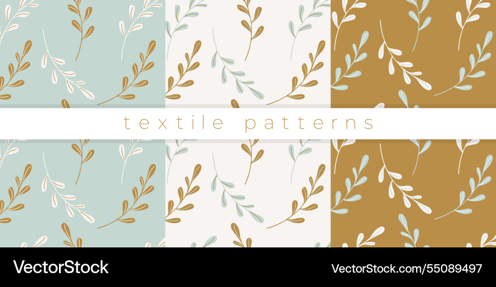 Botanische textile Muster setzen Kräuter Botanische textile Muster setzen Kräuter vektorbild
