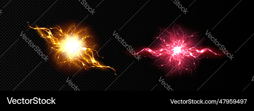 Electric lightning balls energy burst effect Electric lightning balls energy burst effect vector image