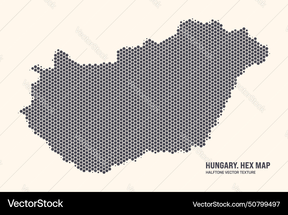 Hungary Map Hexagonal Half Tone Pattern Isolated Vector Image