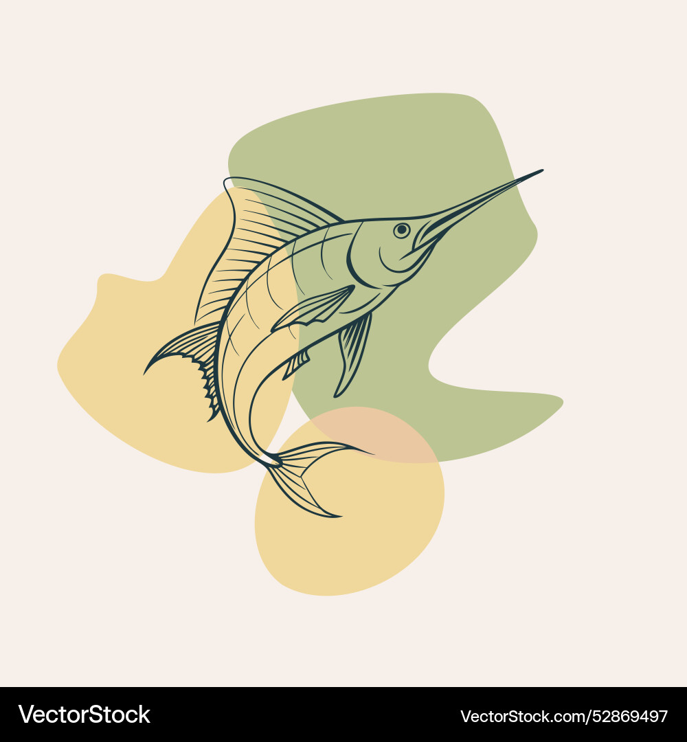 Sailfish swordfish marlin on blobs background Vector Image