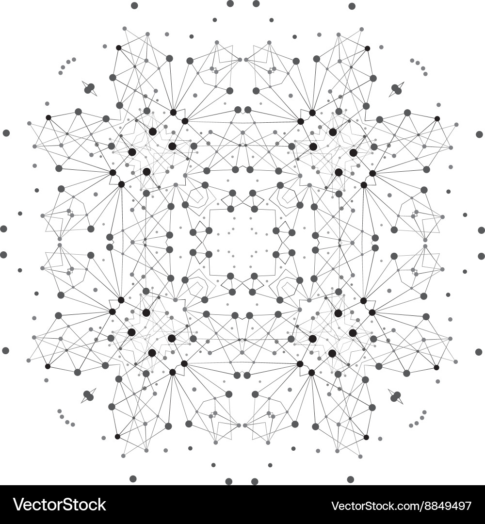 Shape molecular structure with lines and dots vector image