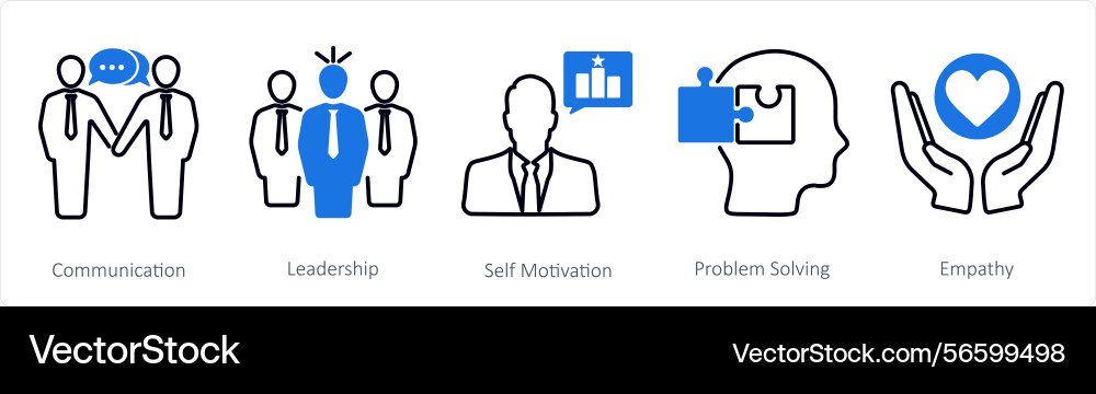 A set of 5 soft skills icons as communication vector image