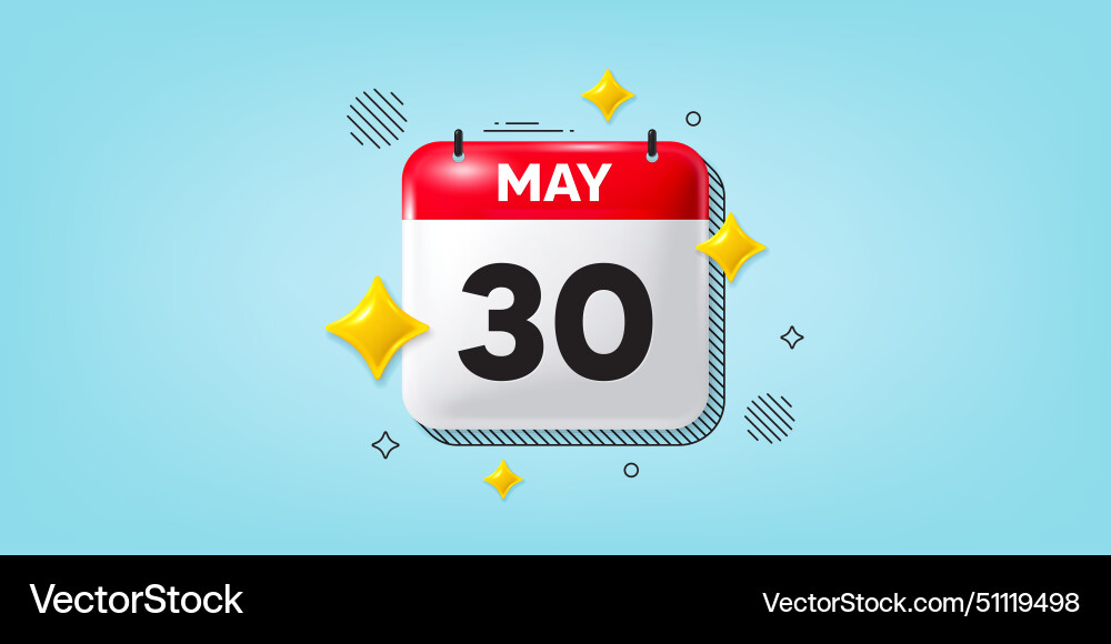 Calendar date 3d icon with stars month event Vector Image