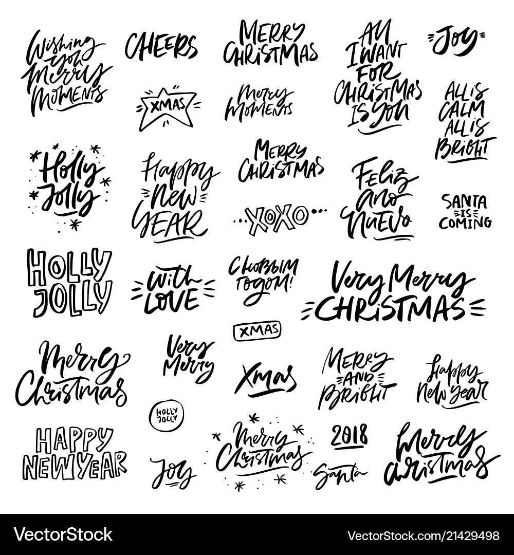 Christmas Lettering Art Set vector image
