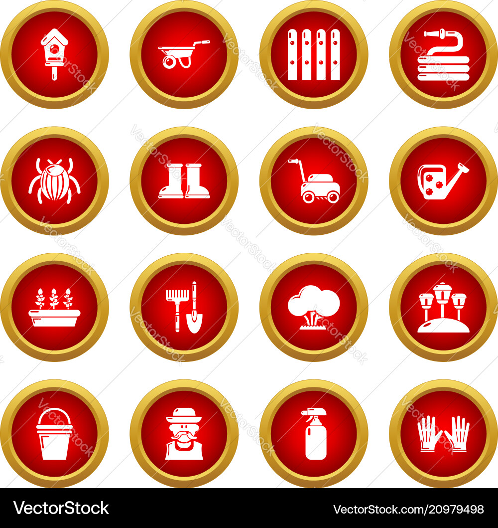 Gardener icons set simple style Vector Image