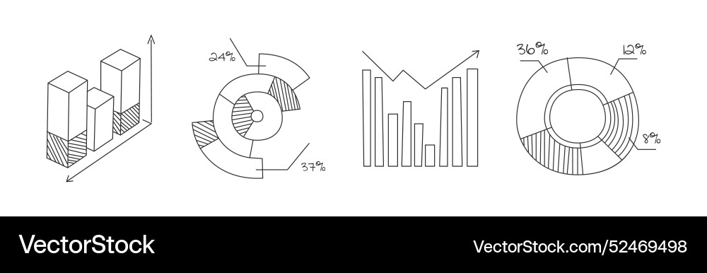 Graph and chart line drawing as infographic Graph and chart line drawing as infographic vector image