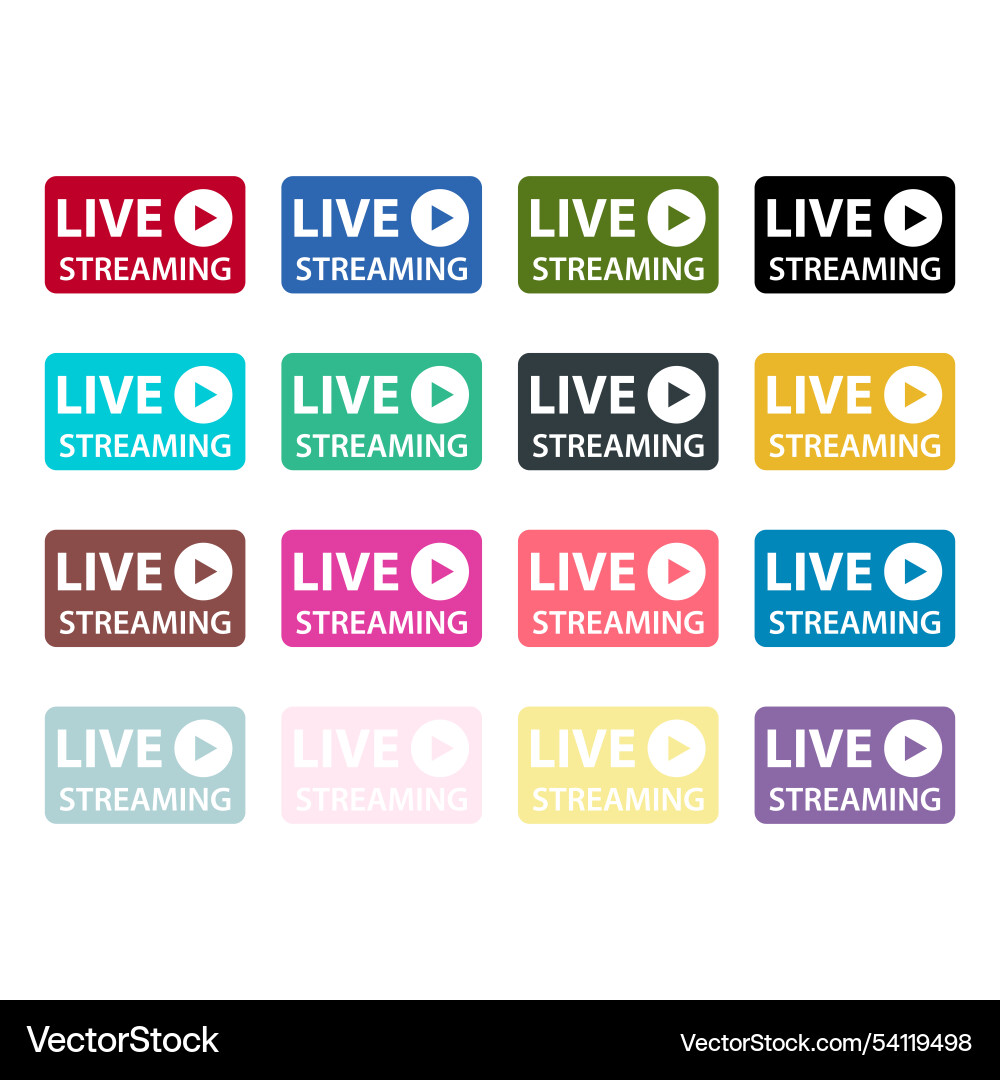 Set of live streaming icon stream button design Set of live streaming icon stream button design vector image