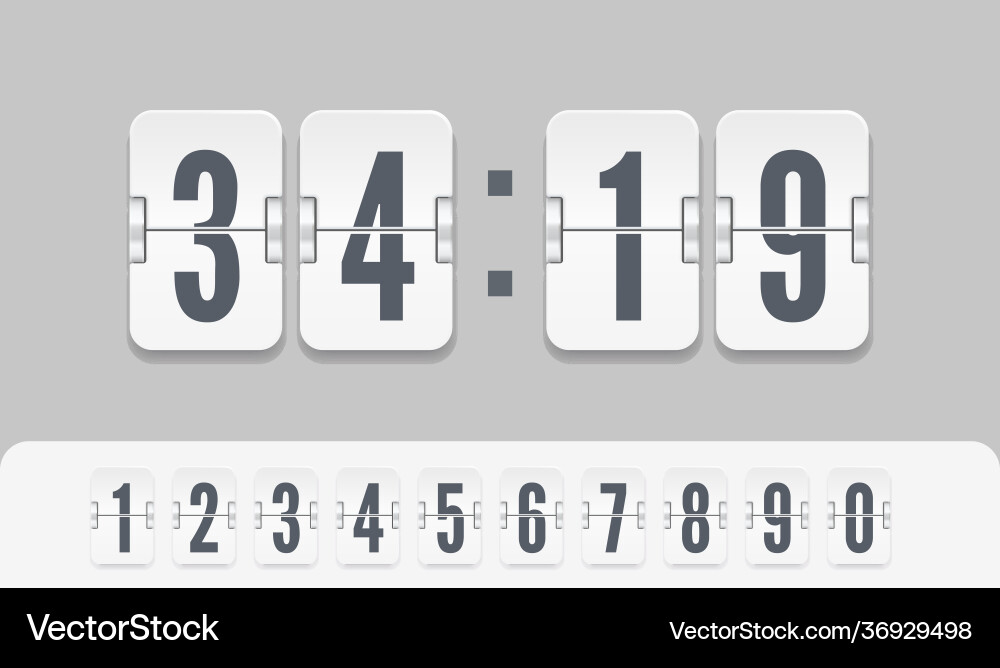 White scoreboard number font modern ui Vector Image