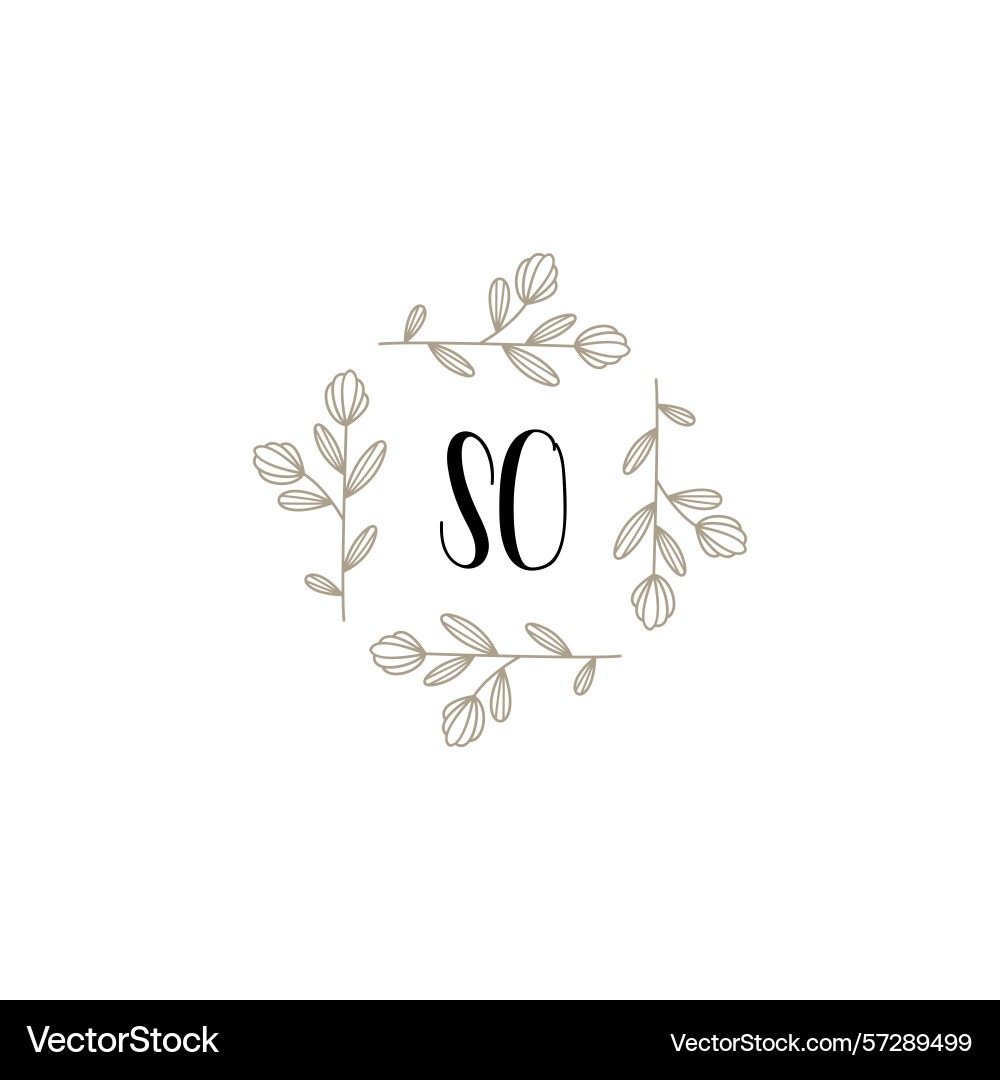 Botanical monogram logos with initial Vector Image