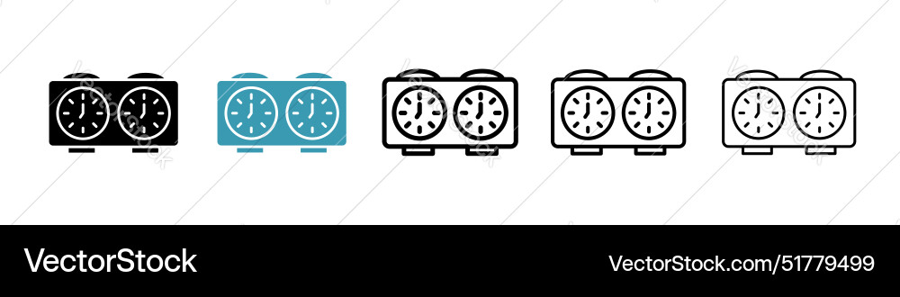 Chess clock icon set timer symbol Vector Image
