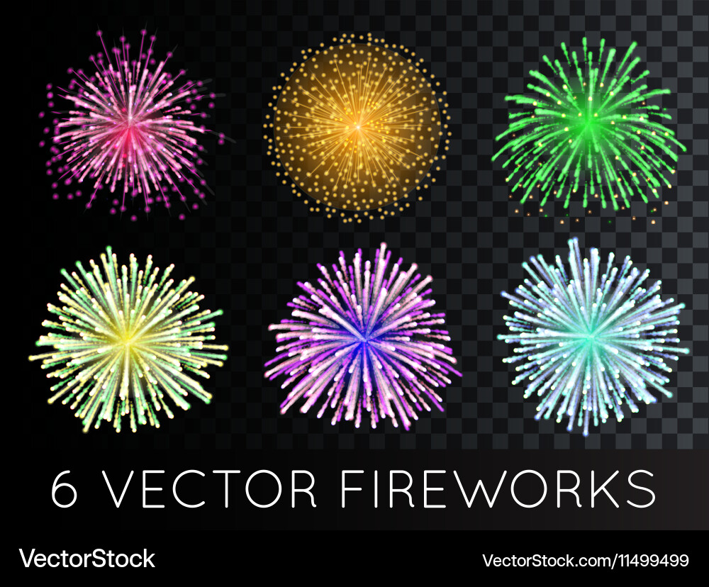Fireworks set with transparency vector image