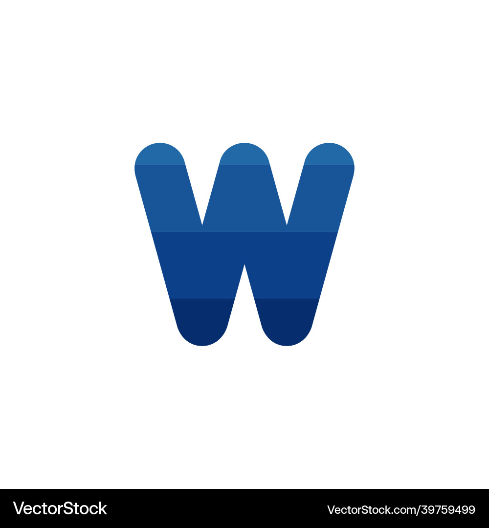 Initial letter w blue stipes logo template stock Vector Image