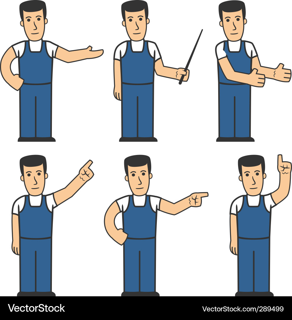 Mechanic Characters Set Vector Image