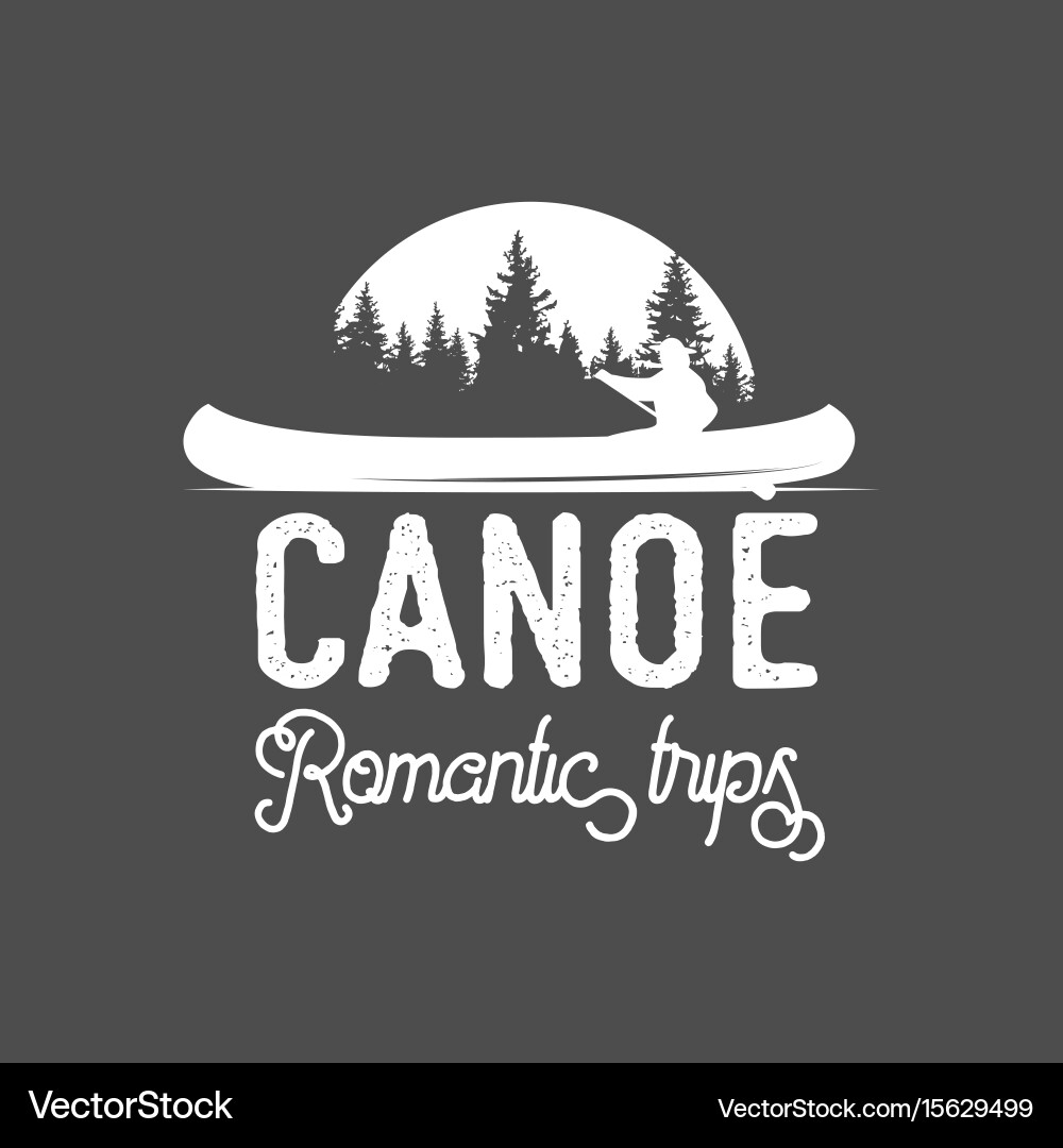 Vintage Canoe Logo - Retro Style Vector Image