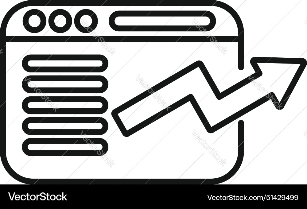 Web browser with growth arrow icon Web browser with growth arrow icon vector image