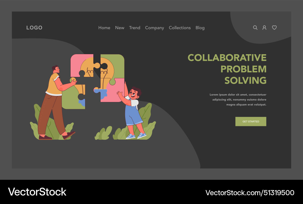 Collaborative problem solving concept flat Collaborative problem solving concept flat vector image