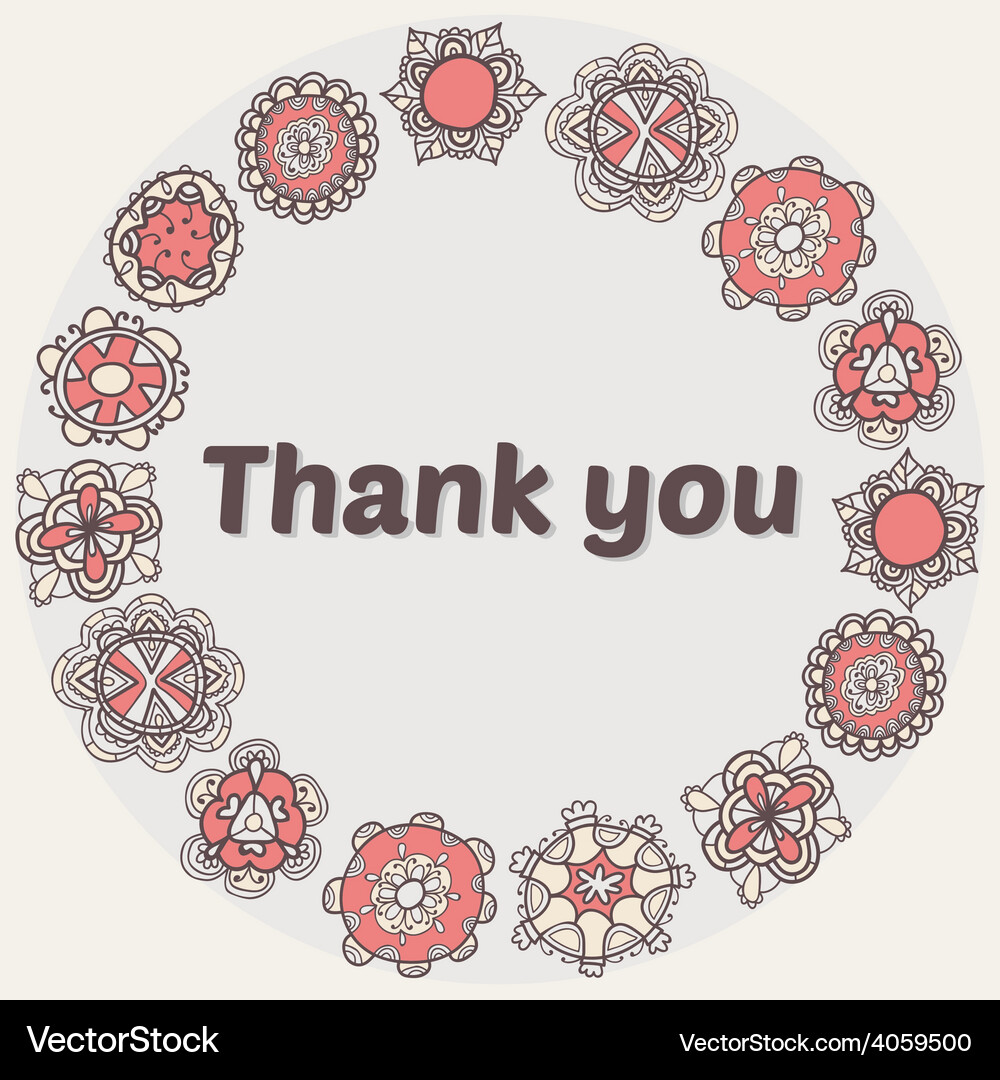 Danke Karte mit ethnischem Ornament stilvoll floral Vektorbild