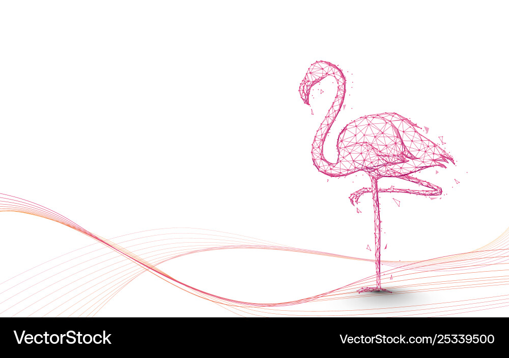 Flamingo and lines art from triangles vector image