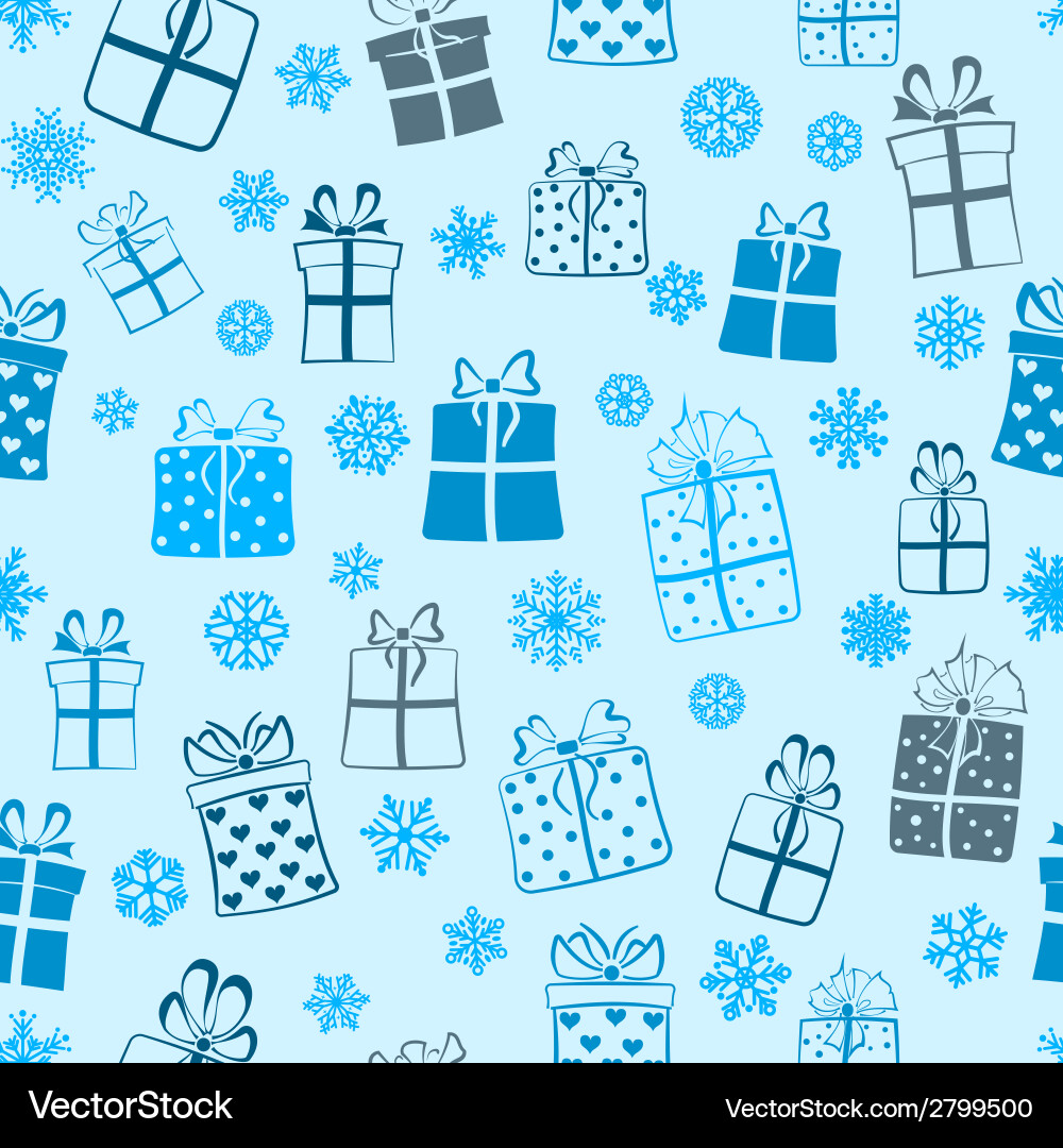 Gift Boxes & Snowflake Pattern Vector Image