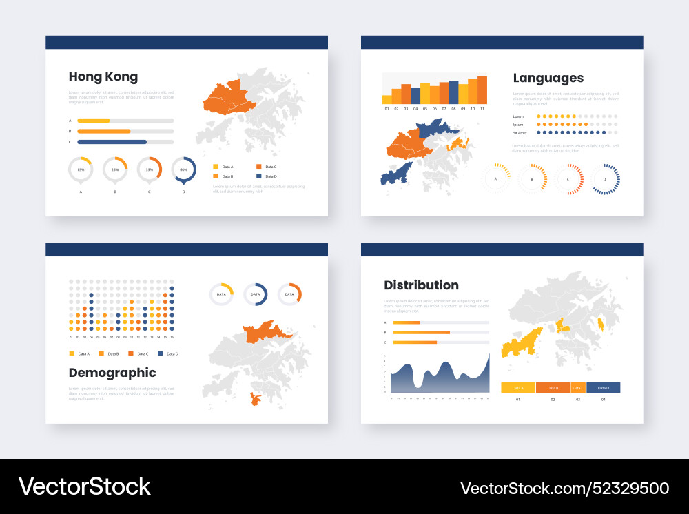 Gradient hong kong map infographics template Vector Image