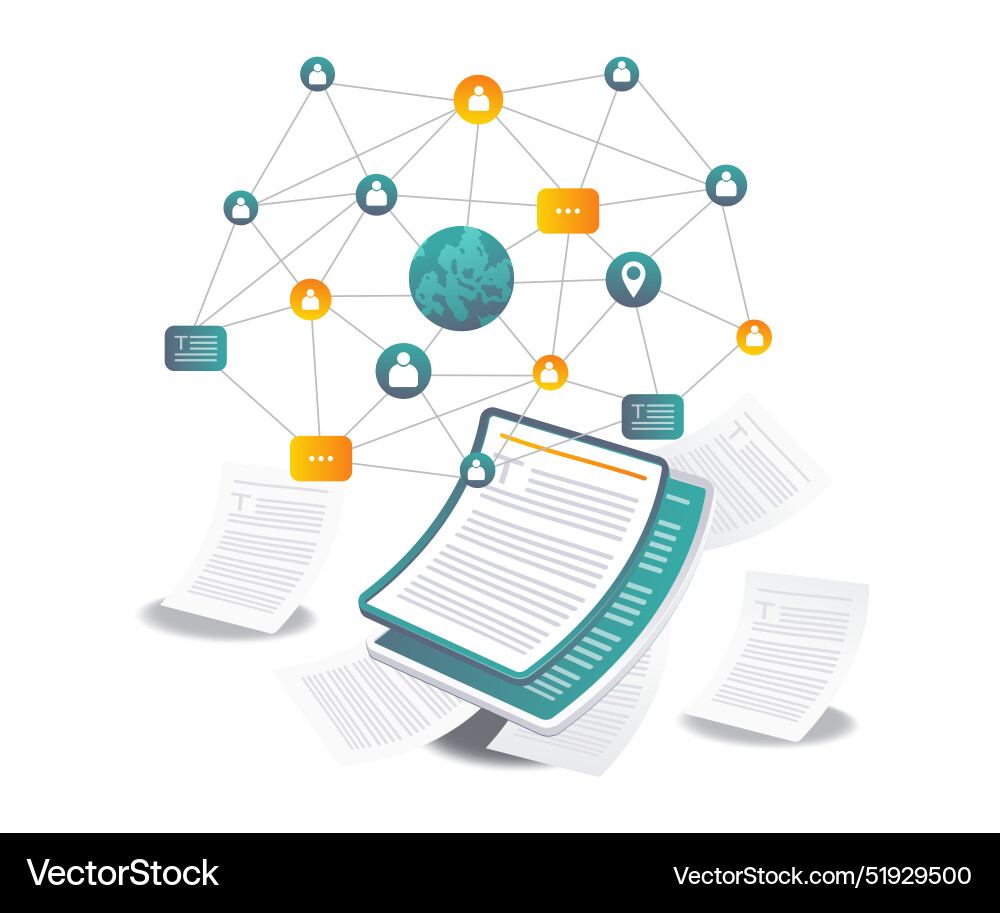 Information network of text data sheets Information network of text data sheets Vector Image