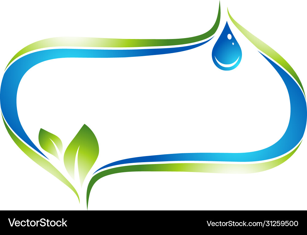 Refreshing Water Frame with Leaf and Drop vector image