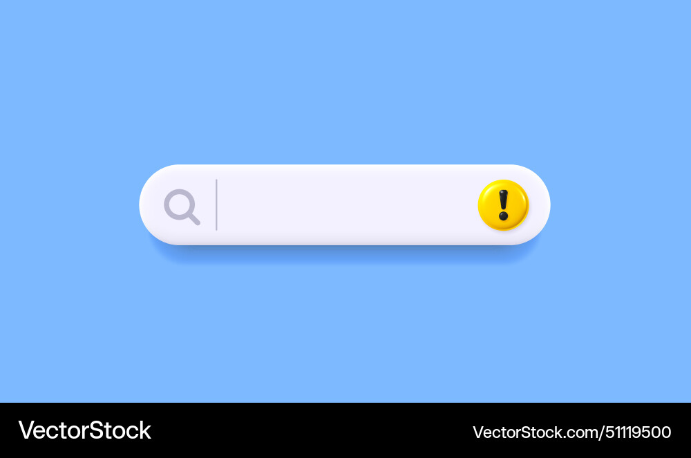 Search bar 3d template for website with danger Search bar 3d template for website with danger vector image