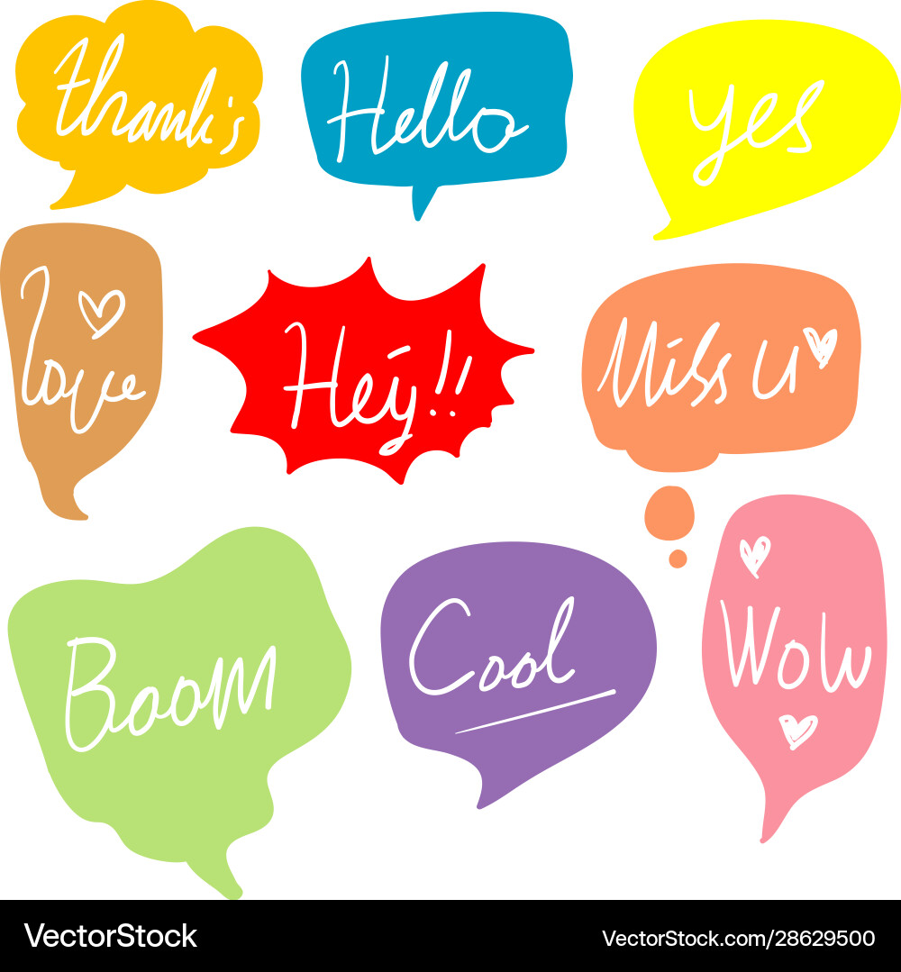 Set color speech bubbles in drawn style dialog Set color speech bubbles in drawn style dialog vector image