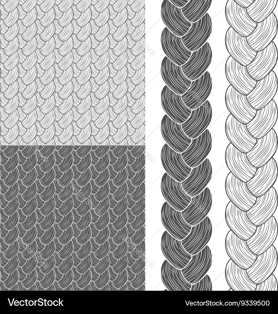 Set of seamless patterns with pigtails vector image