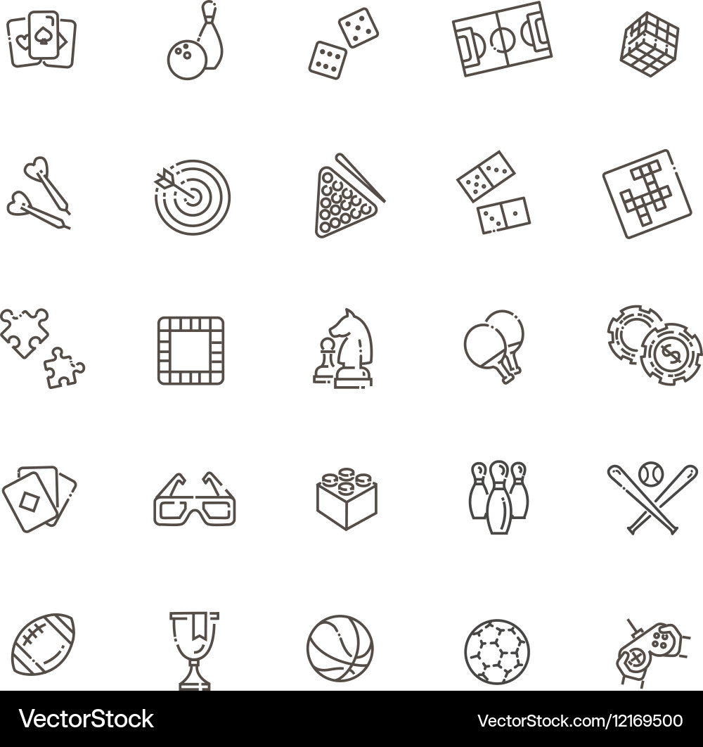 Simple set of games related line icons vector image