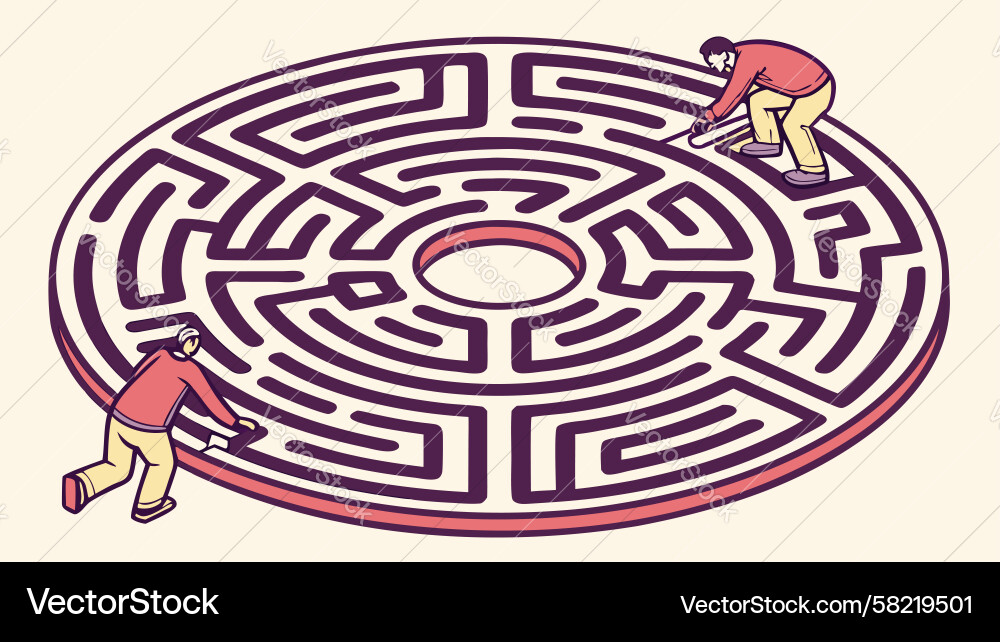 Circular Maze Puzzle - Complex Challenge Vector Image