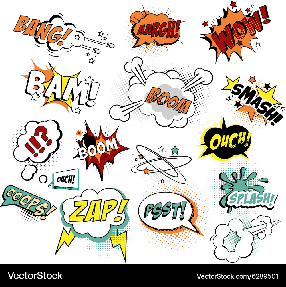 Comic Pop Art Text Set Vector Image
