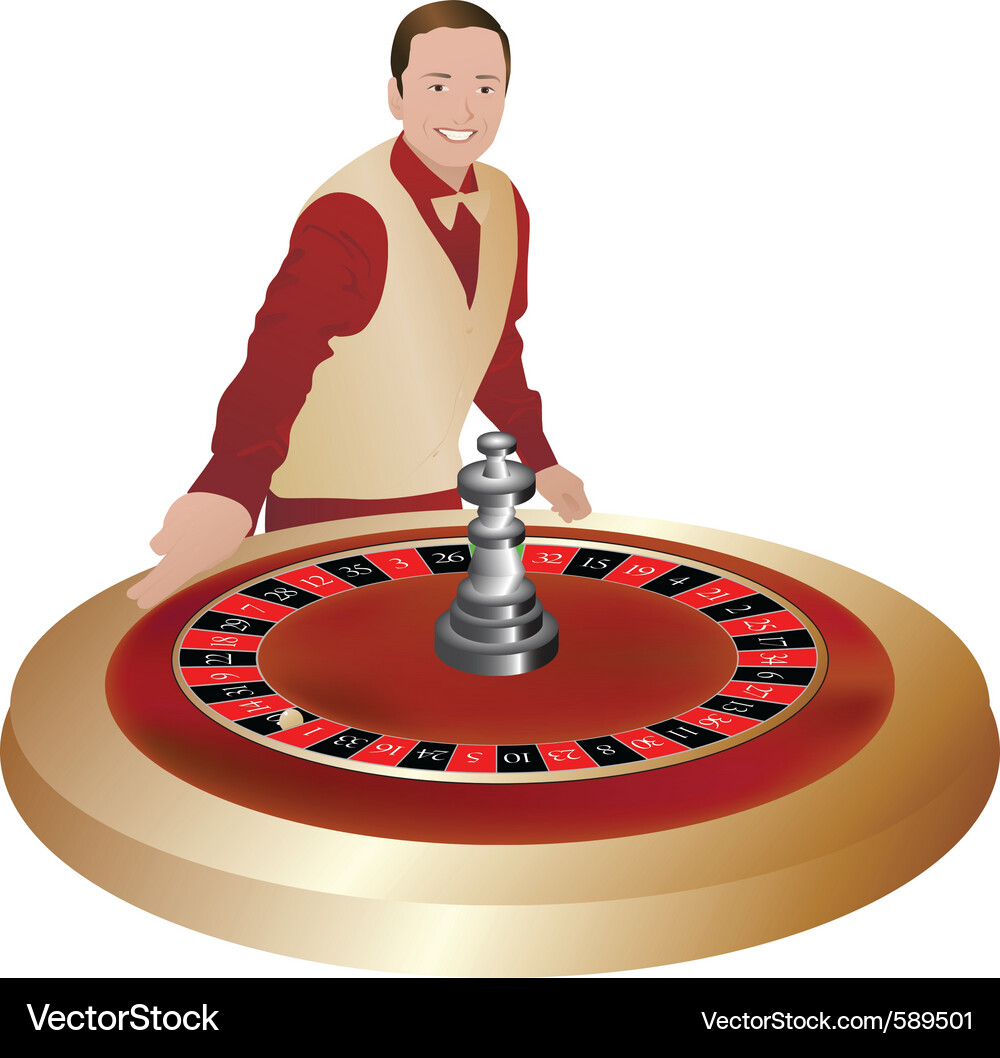 Croupier with roulette wheel Vector Image