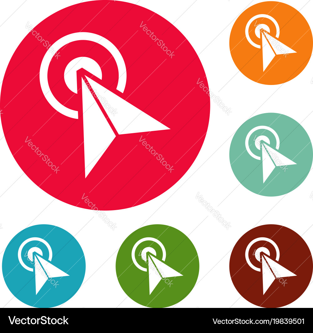 Cursor technology element icons circle set vector image