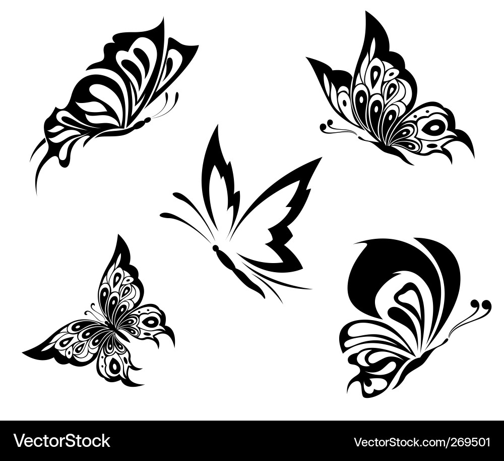 Elegant Butterfly Swirl Tattoo vector image