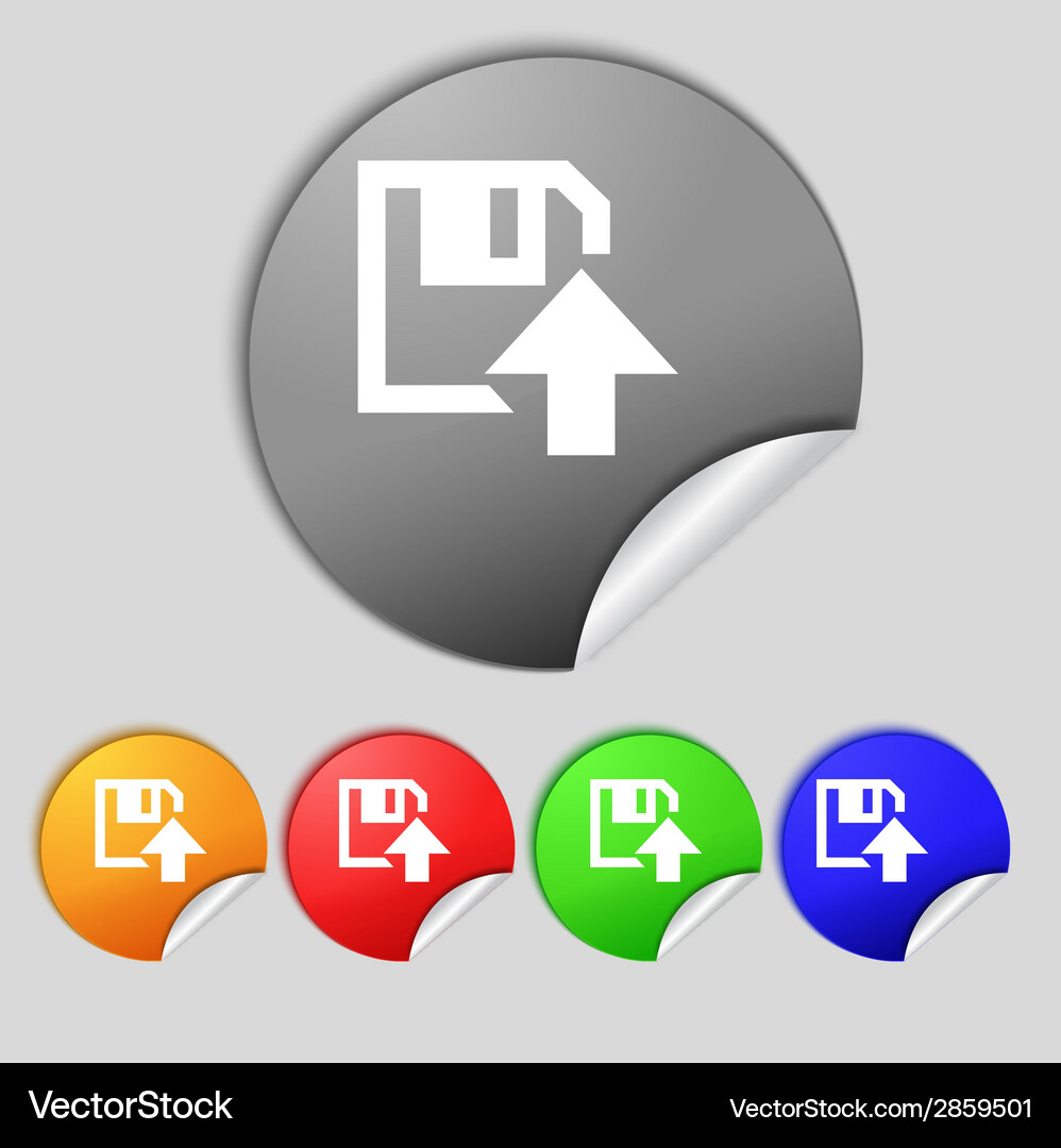 Floppy icon flat modern design set colour buttons Vector Image
