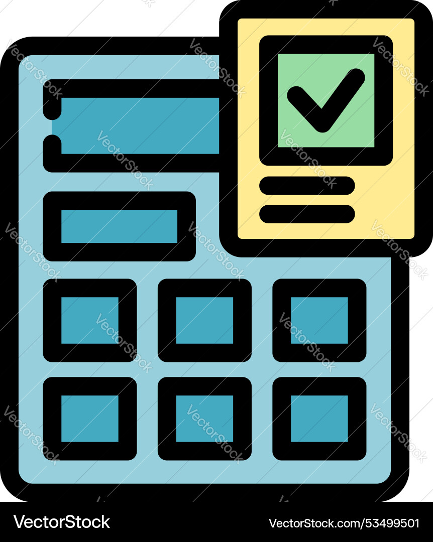 Modern calculator is showing check mark vector image