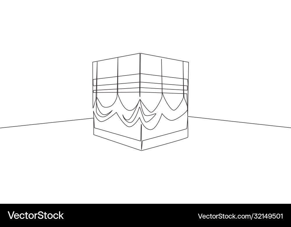 One continuous line drawing kaabah building One continuous line drawing kaabah building vector image