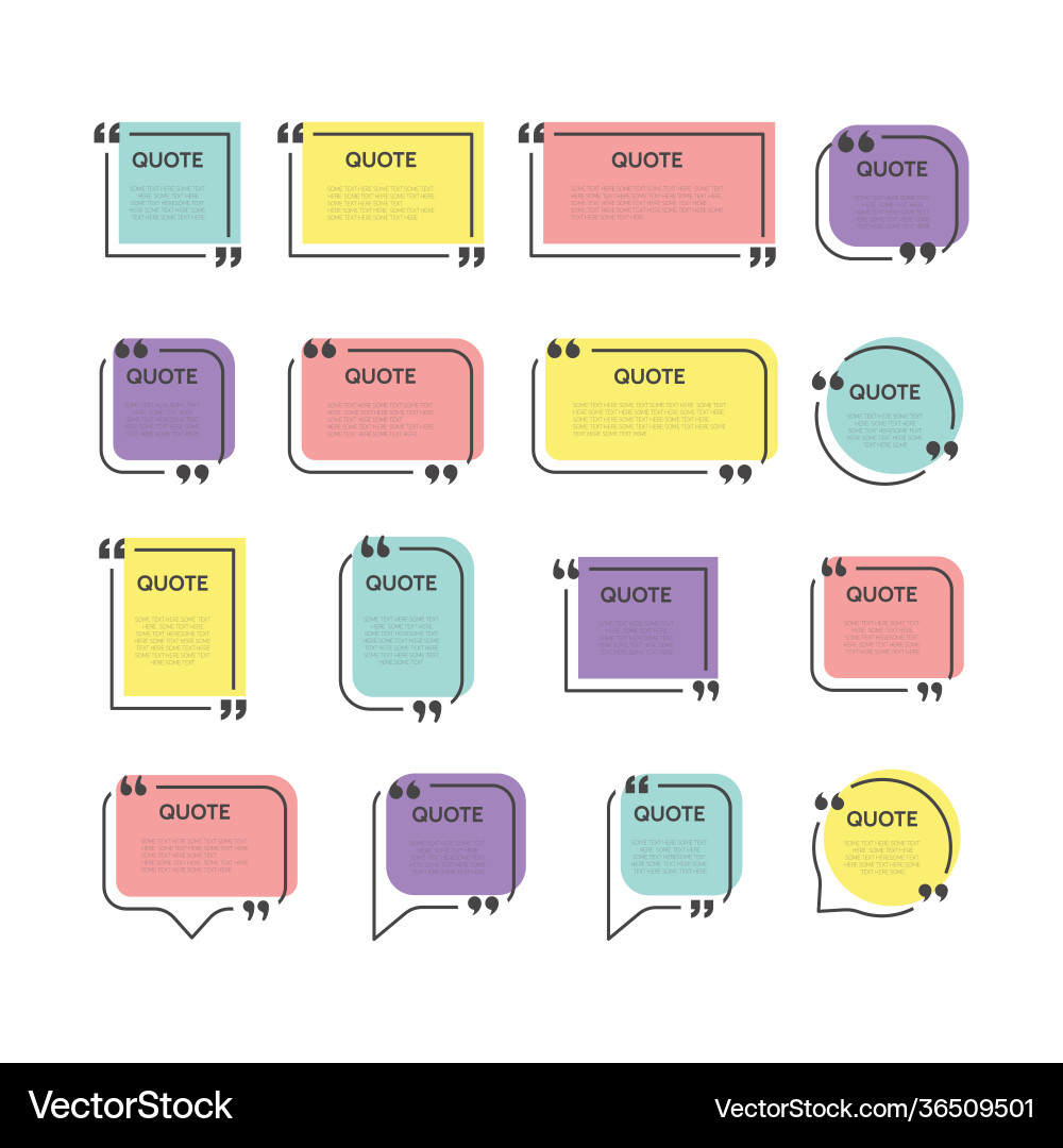 Quote frame template colorful set Royalty Free Vector Image