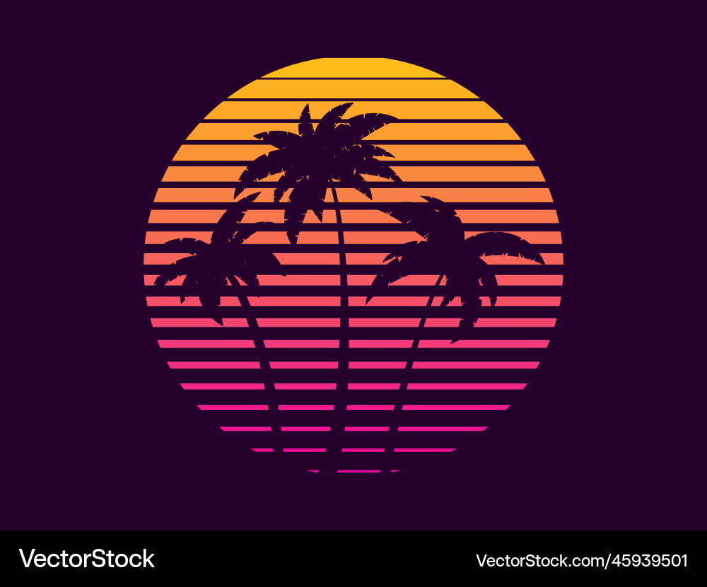 Retro Sunset Palms Royalty Free Vector Image - VectorStock