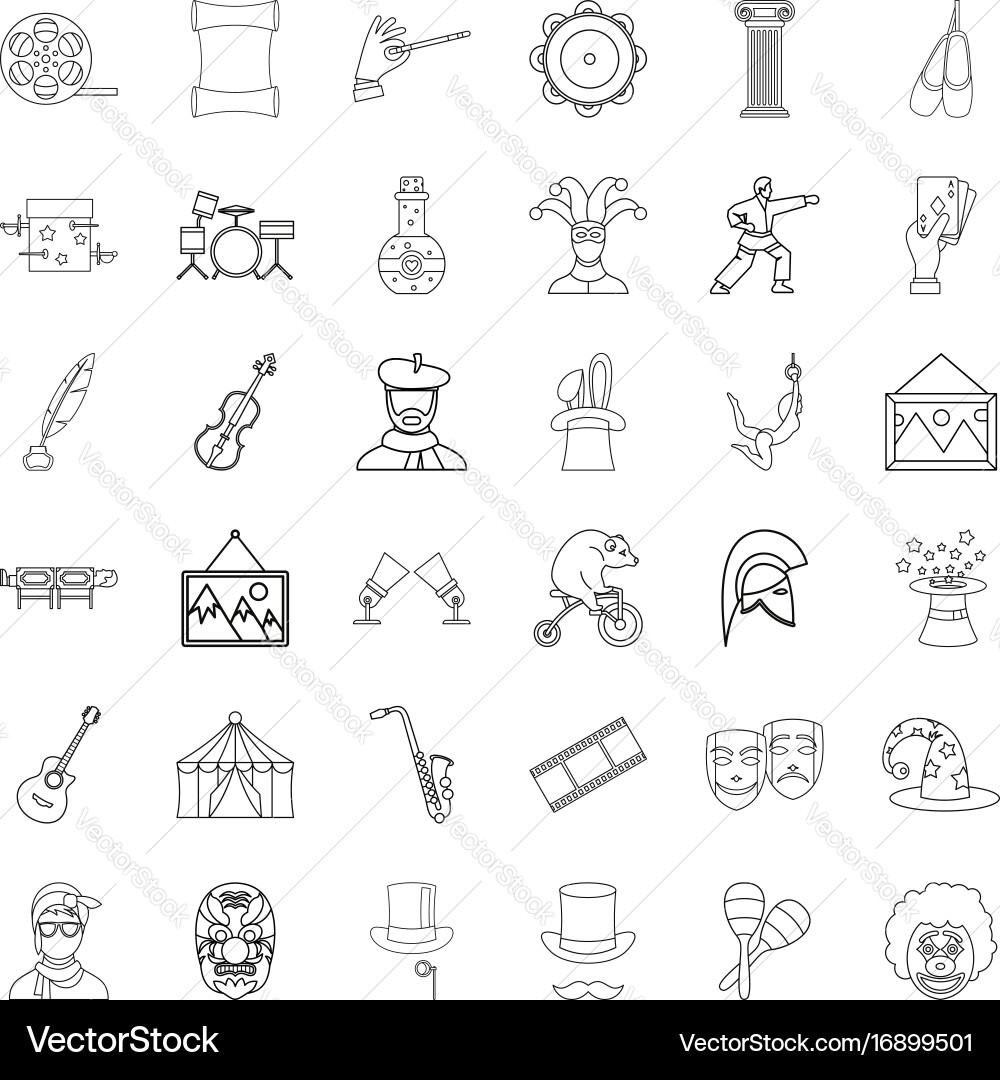 Show icons set outline style Vector Image