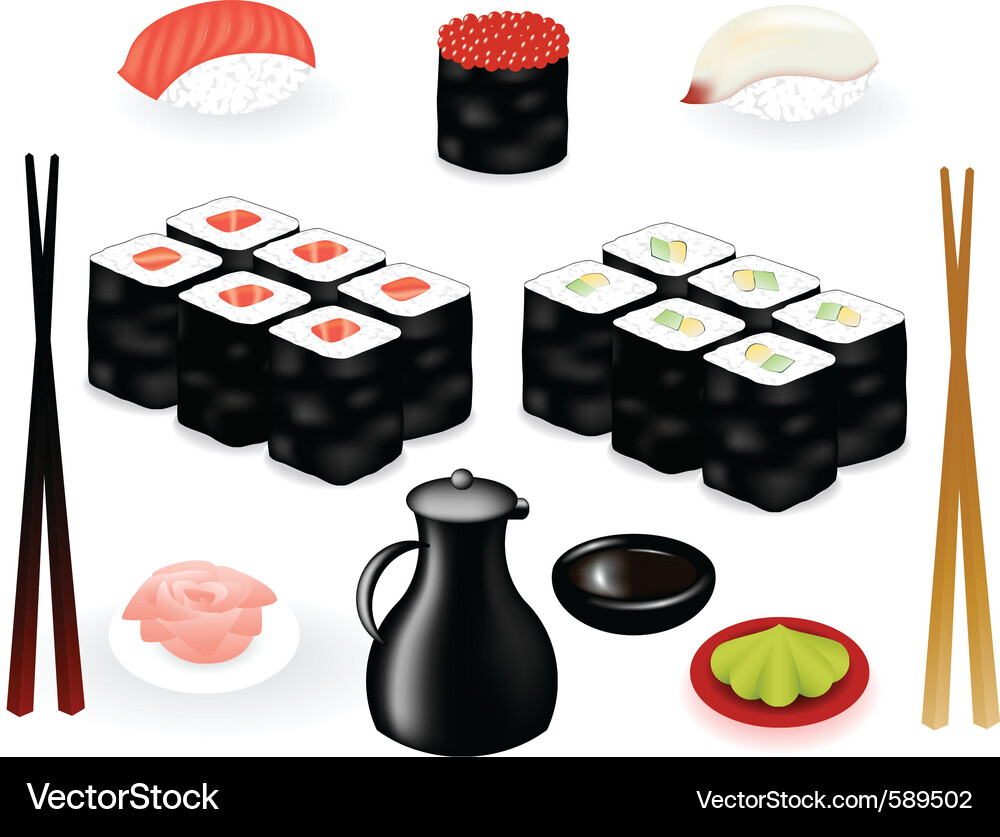 Assorted Sushi Collection Vector Image
