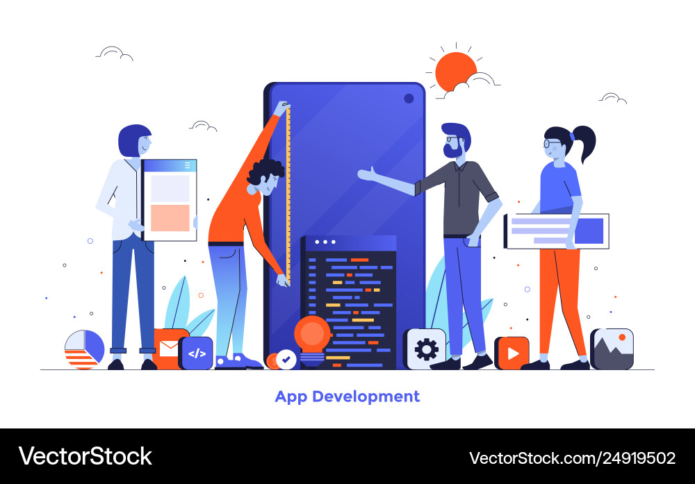 Flat color modern design - app development Flat color modern design - app development vector image