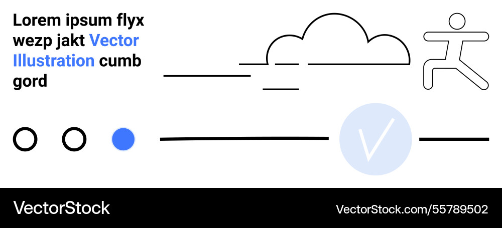 Minimalistic outline of running figure with cloud Minimalistic outline of running figure with cloud vector image