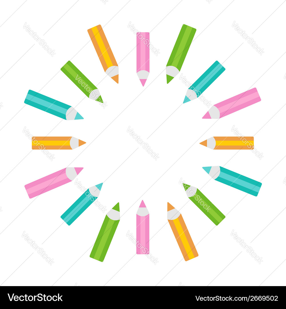 Pencil round frame empty template isolated Vector Image