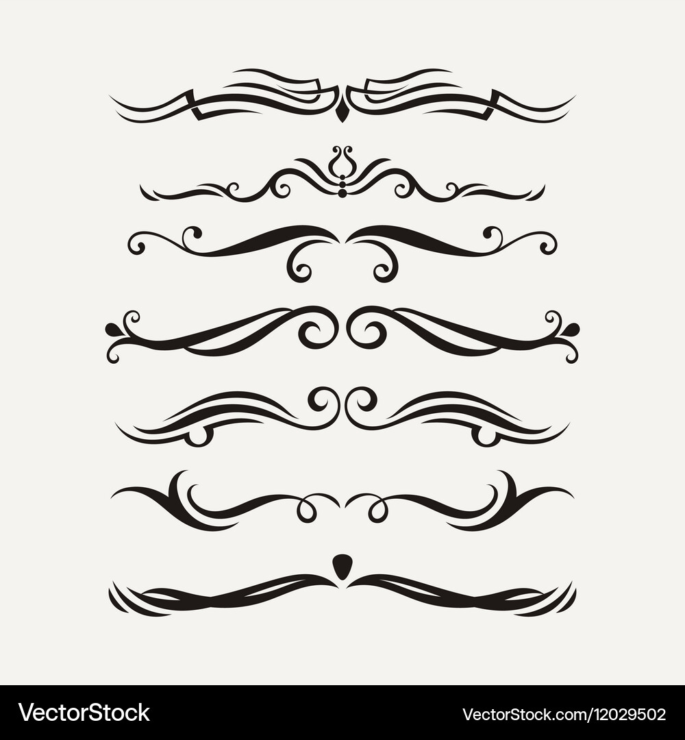 Set elegant curls and swirls elements Vector Image