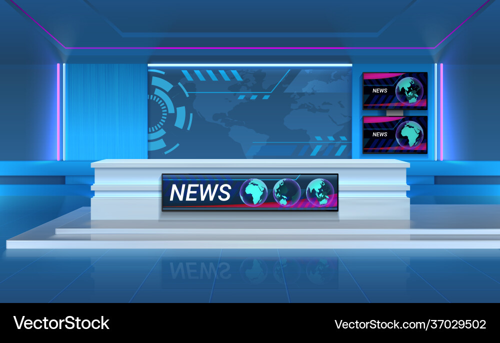 Studio for recording tv breaking news realistic Studio for recording tv breaking news realistic vector image