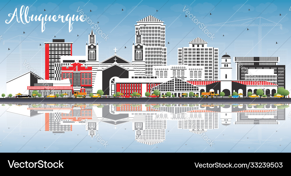 Albuquerque neue mexico Stadt Skyline mit Farbe Albuquerque neue mexico Stadt Skyline mit Farbe Vektorbild