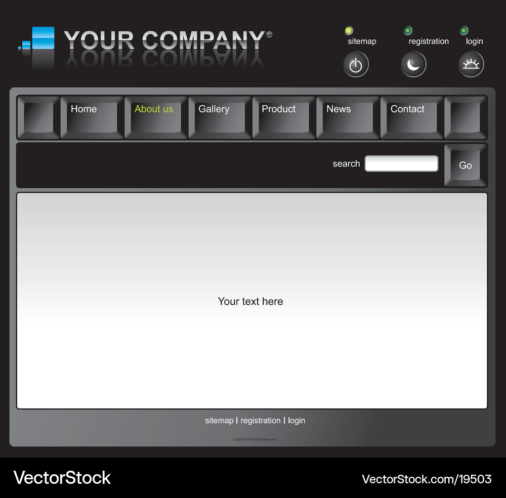 Black Keyboard Website Template Vector Image
